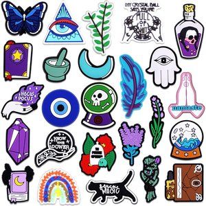 25PCS Witchy Shoe Charms for Shoe, Witch Magic Halloween Goth Shoe Charms Pins